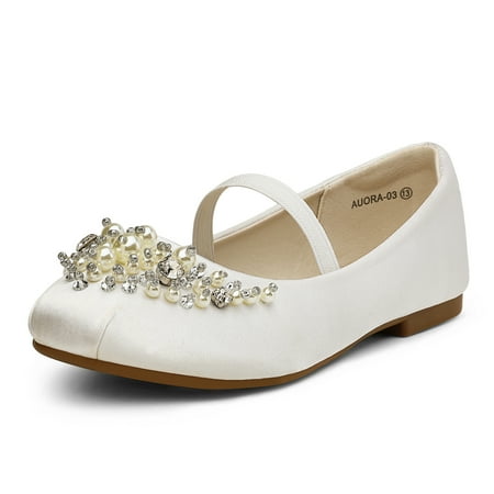 

Dream Pairs Kids Girls Mary Jane Princess Flats Wedding Party Shoes AURORA-03 WHITE Size 8 Toddler
