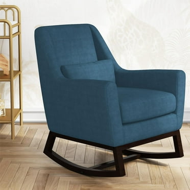 Little Seeds Sophie Mid-Century Rocker, Navy Blue Linen