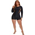 thumbnail image 5 of DARING DIVA Women's Plus Long Sleeve Surfing Bathing 1 Suit 1X Black Orange, 5 of 6