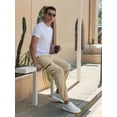 thumbnail image 6 of APTRO Mens Corduroy Sweatpants Casual Cargo Pants Elastic Waist Drawstring Baggy Tapered Jogger Pants with Zipper Pockets Beige MG020 3XL, 6 of 8