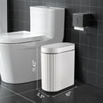 thumbnail image 2 of Automatic Motion Sensor Trash Can - 2 Gallon Slimline for Bathroom, Bedroom, Kitchen, Office - White with Gold Trim, 2 of 18