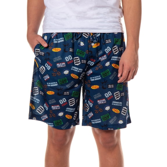 Seinfeld Pajamas Men's TV Series Show Logo Quotes Lounge Sleep Pajama Shorts Loungewear Sleepwear