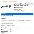 thumbnail image 2 of Ignition Lock Cylinder - Compatible with 2000 - 2003 Pontiac Grand Prix 2001 2002, 2 of 2