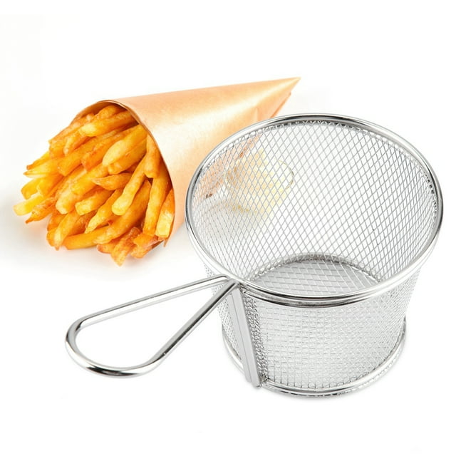 Fry Baskets Chip Basket Stainless Steel Mini Stainless Steel Chips Deep Fry Baskets Food Presentation Strainer Potato Cooking Tool