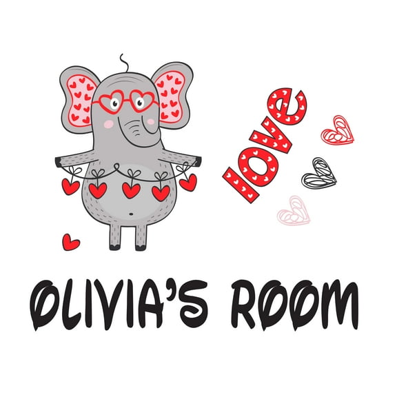 Olivia's Room Cute Cartoon Elephant Wall Decal-Giant wall Sticker for Home Decor-Self Adhesive -Easy to apply and Cost Effective- Size : 10" x 8".