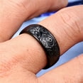thumbnail image 4 of PAMTIER Men's Vintage Stainless Steel Engraved Eye of God Signet Ring Black Tone Size 14, 4 of 5