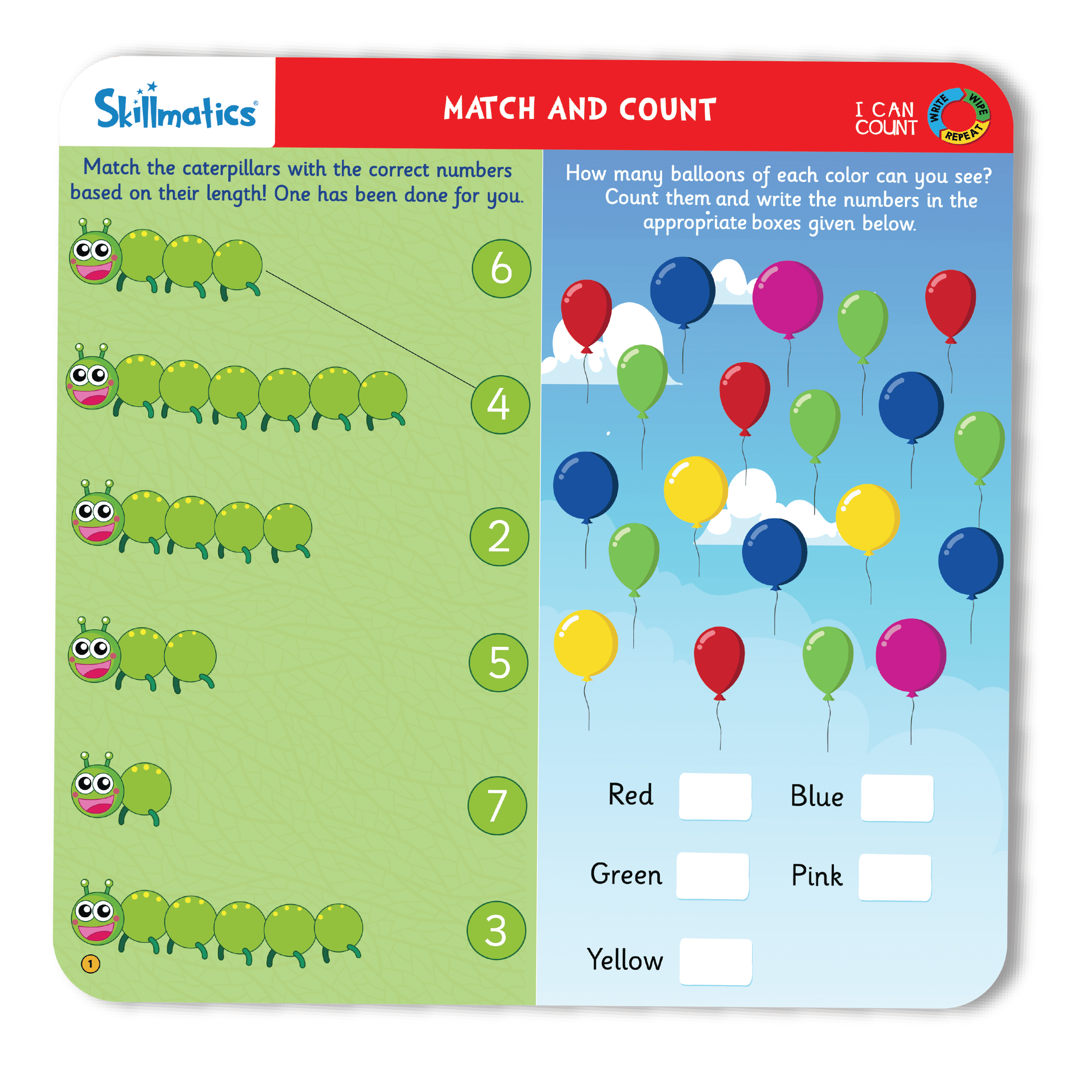 Skillmatics Educational Game, I Can Count, Activity Mats, Dry Erase Markers, for Ages 3+, Cardboard