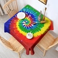 thumbnail image 2 of Colorful Tie Dye Pattern Square Tablecloth,Waterproof Square Table Cover,Wipeable Spillproof Washable Table Cover for Home Kitchen Party Decor 60"x60"(152x152cm), 2 of 6