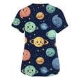 thumbnail image 5 of AHMOMEI Cartoon Print Scrub Tops for Women V Neck Short Sleeve Nurses Working Uniforms with Pocket S-5XL Plus Size Scrubs Top, 5 of 5