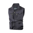thumbnail image 2 of Zedker Men's Fleece Vest Lightweight Outerwear Lightweight Full Zip Golf Running Sleeveless Vest for Hiking Travel With Pockets Gray XXL, 2 of 4