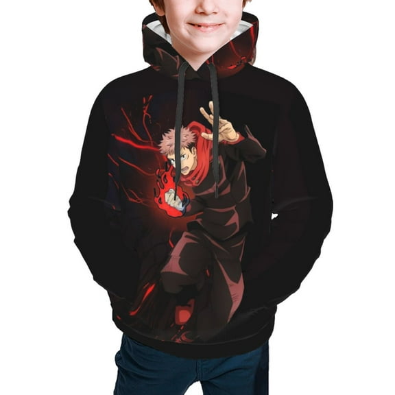 Jujutsu Kaisen Yuji Itadori Kids' Hoodie 3d Print Sweatshirt Soft Pullover Hooded With Big Pockets For Boys Or Girls Small