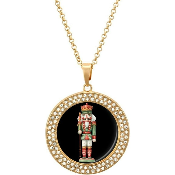 Watercolor Nutcracker Premium Funny Necklace with Printed Pendant Novelty Diamond Jewelry for Women Men Silver Gold[h804]