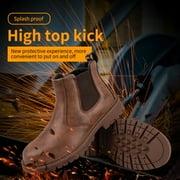 Mens Leather Work Shoes Water Resistant Steel Toe Safety Shoes Oil Resistant Construction for Working