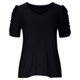 thumbnail image 5 of ECZHAW Womens Summer Tops,Women's Short Sleeve Cotton T-Shirts V Neck Ribbed Slim Fit Tops Ladies' Casual Summer Basic Tee,, 5 of 6
