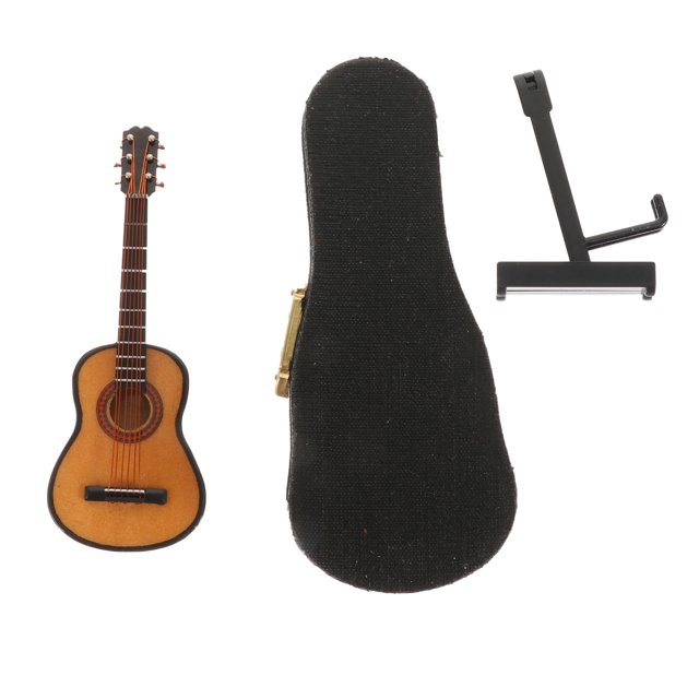 Minkissy Mini Guitar Ornament Mini Classical Guitar Model Synthetic Material Gift for Family 1 Set