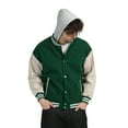 thumbnail image 5 of 1PA1 Men/Women Varsity Jacket Casual Bomber Jacket Hooded Baseball Jacket,Green,S, 5 of 16