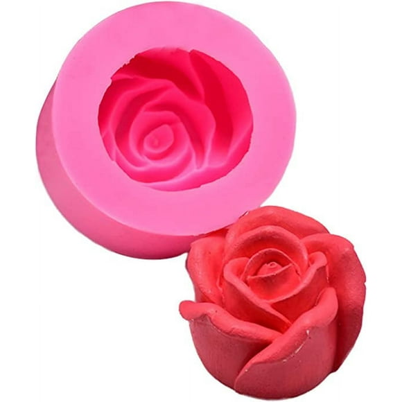 Xiao Hua Molde de silicona con forma de flor de vela de rosa para jabón, fondant, decoración de pasteles, chocolate, dulces y arcilla polimérica.