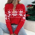 thumbnail image 4 of Odbmxy Long Sleeve Christmas Sweaters for Women Plus Size Women's Christmas Tops Winter Festivals Loose Red Sweaters, 4 of 8