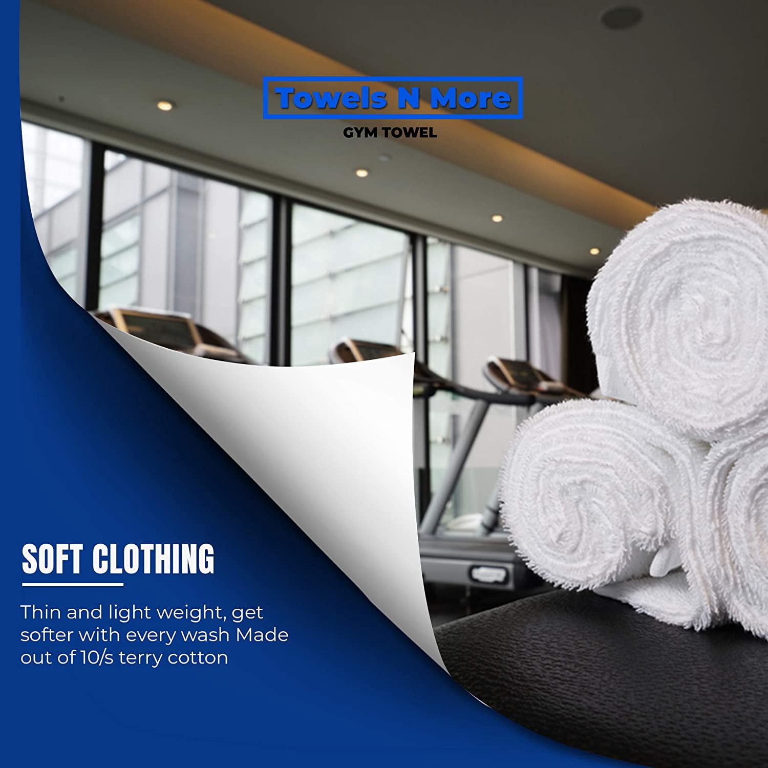 Towels N More 20x40 Gym Towel Set, Lightweight Quick Drying Bath Towel - White, 6 Pcs