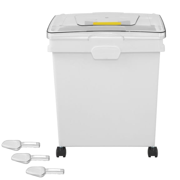 KFFKFF Grain Storage Bin, 10.5Gallon/40L x3 Volume, Spacious Dog Food Distributor, Pet Food Storage on Wheels