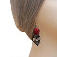 thumbnail image 2 of Pendiente de encaje estilo retro con forma de rosa roja y flor, de aleación, con forma de anzuelo, ideal para mujer., 2 of 4