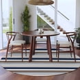 thumbnail image 3 of Round Area Rug 5 Ft, Grey Navy Blue Striped Washable Non-Slip Circle Carpet for Living Room/Bedroom, Farmhouse Stripes Modern Abstract Art Low-Profile Runner Mats Collection Rugs for Indoor, 3 of 8