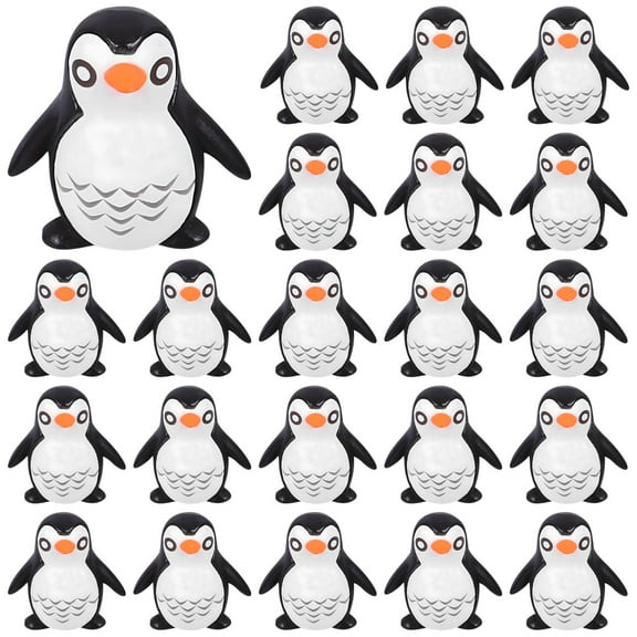 50 Pcs Mini Penguin Figurines for Winter Decoration, Resin Penguin Sculptures, Small Cute Penguins for Home, Party, Christmas, and Holiday Decor, 2cm High, Black and White with Orange Beaks
