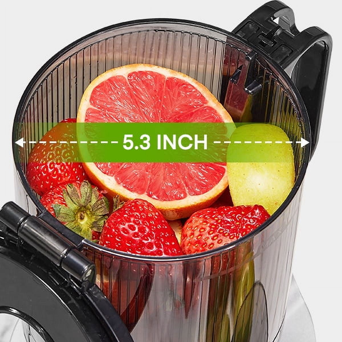 Fohere Juicer Machines, 5.3" Chute Cold Press Juicer 250 Watts, Slow Masticating Juicer Easy Clean