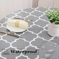 thumbnail image 2 of 60" Moroccan Polyester Tablecloth for Round Tables, Waterproof Stain Resistant Washable Dining Table Protector for Holiday, Party, Indoor and Outdoor, Light Grey and White, 2 of 6