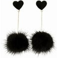 thumbnail image 6 of Heart Pom Pom Earrings for Women Colorful Faux Fur Fluffy Pom Earrings Long Chain Soft Pom Ball Tassel Dangle Drop Earrings Fluffy Love Heart Stud Earrings Party Jewelry Gift, 6 of 9