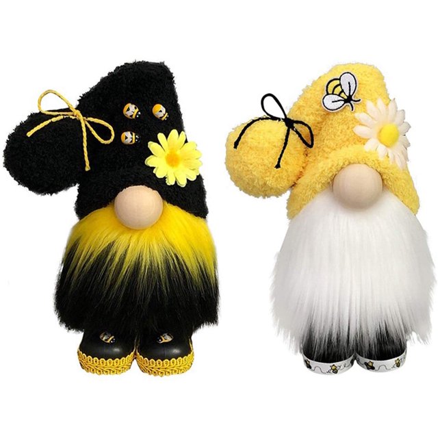 piezas sin rostro de punto enano Bumblebee juguete de peluche enano girasol abeja casa granja cocina decoración adornos hechos a mano (negro + amarillo) Ormromra WLJ-1312