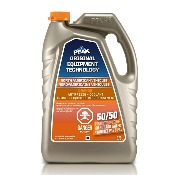 PEAK® OET Extended Life Orange 50/50 Pre-Diluted Antifreeze/ Coolant for North American Vehicles, 3.78 Liters, PEAK OET AFC 50/50 N.A. Orange