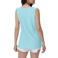thumbnail image 3 of Summer Savings LADIGASU Women's Solid Color Hollow Button Round Neck Fashionable Casual Tank Top, 3 of 7