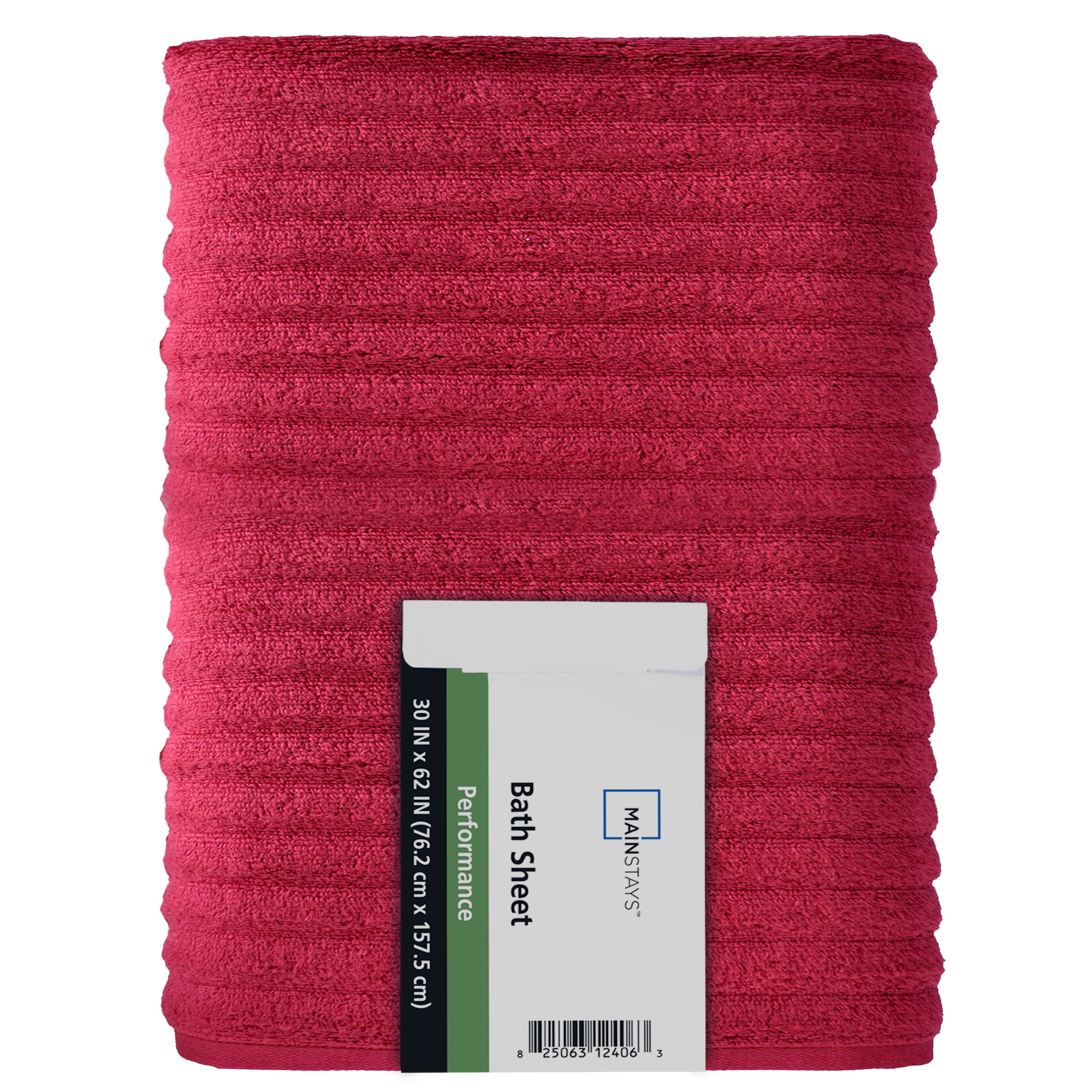 Mainstays Performance Textured Bath Sheet, 62" X 30", Red Sedona