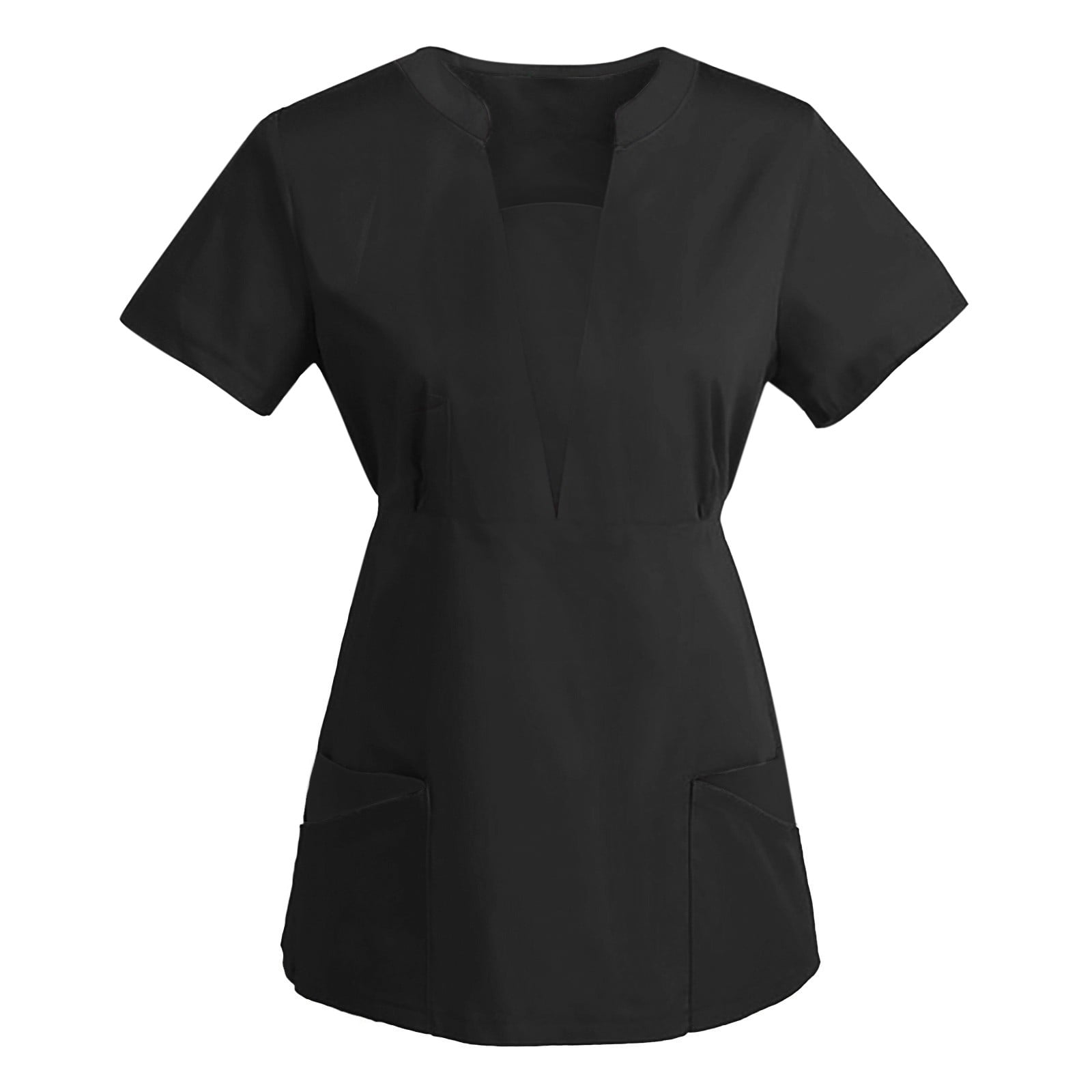 Women Scrubs Top Solid Color Pants Set Suit V Neck Short Sleeve Suits