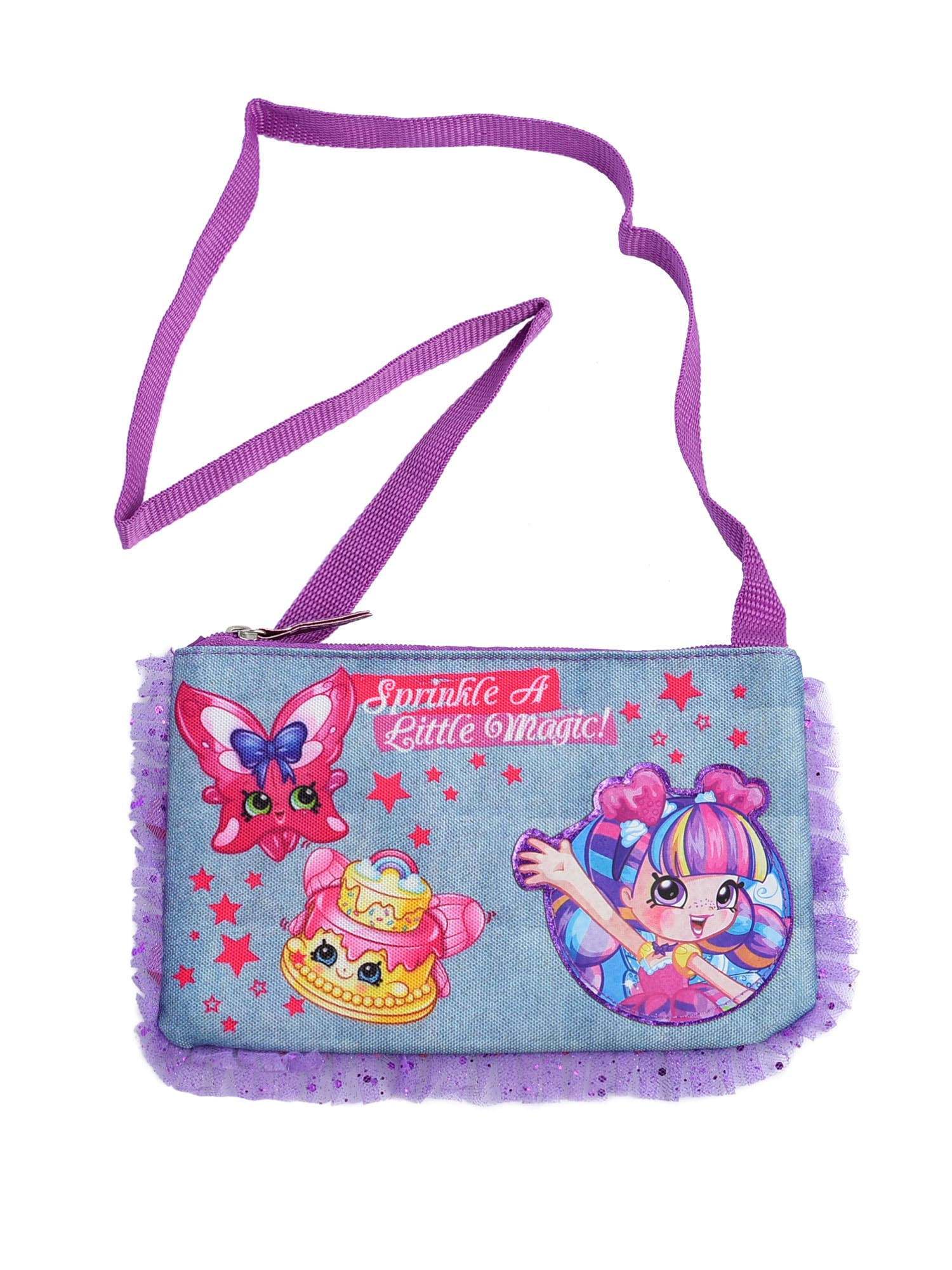 Girls Shopkins Shoppies Cross Body Zippered Handbag Sprinkle A Little Magic