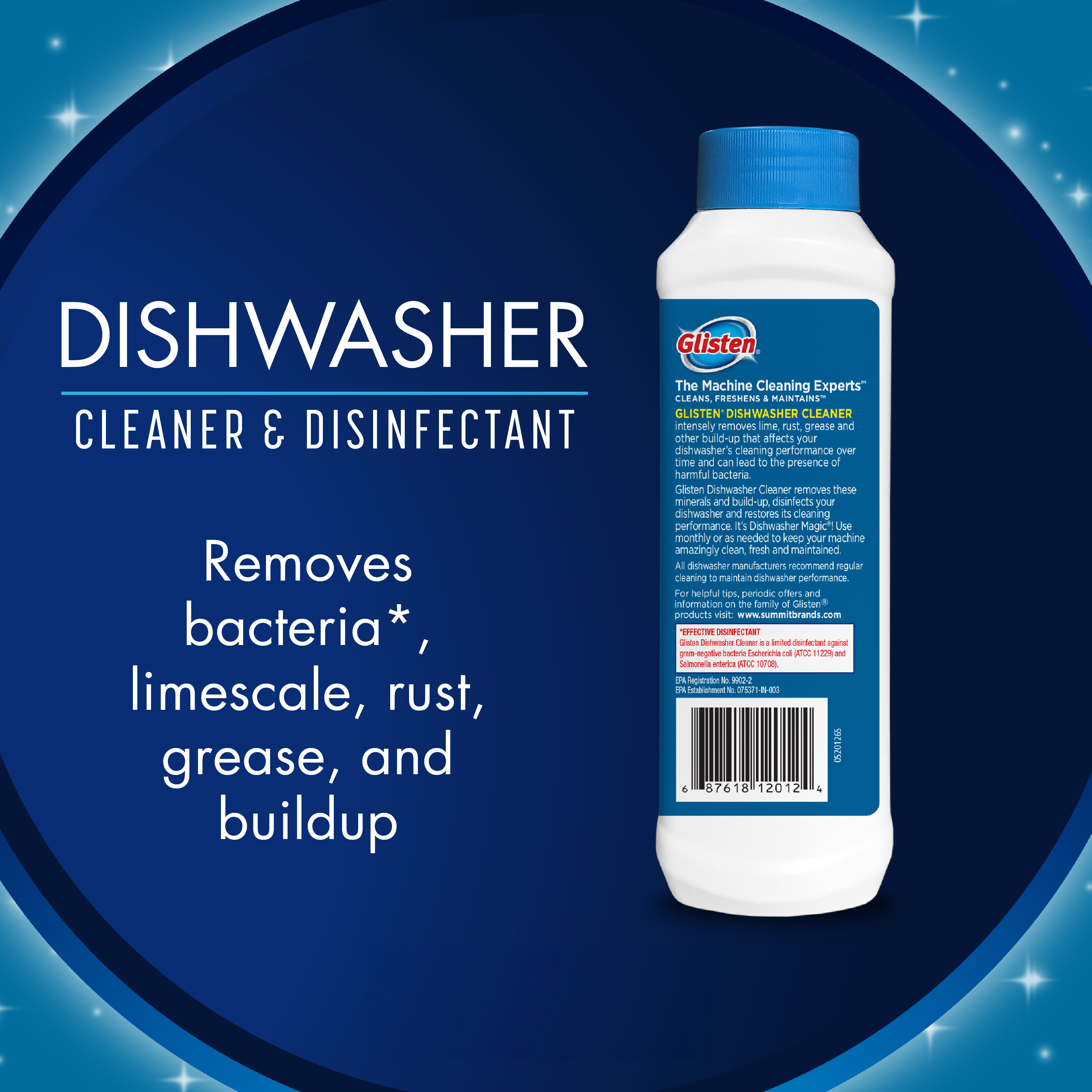 Glisten Dishwasher Cleaner & Disinfectant Liquid, Lemon Scent, 12oz., 2-Pack - image 3 of 9