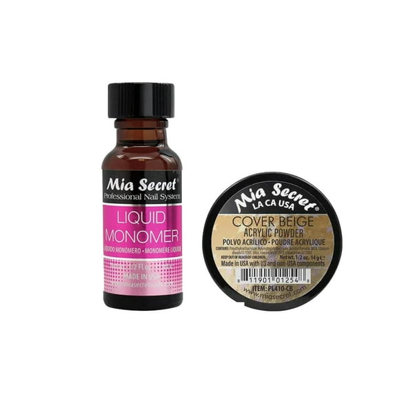 Mia Secret - Liquid Monomer (0.5 oz) & Cover Beige Acrylic Powder (0.5 oz) - Combo