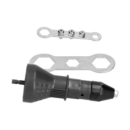 

Cordless Riveting Drilling Adaptors Easy To Install 2.6in Connetor High-Speed Steel Electric Rivet Nut Drill Adapter With Hex Wrench For Woodworking Black
