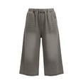 thumbnail image 4 of Eltusu Boys Denim Shorts, Below the Knee Straight Legs Elastic Waist Casual Capris Shorts Gray Size 11-12 T, 4 of 6