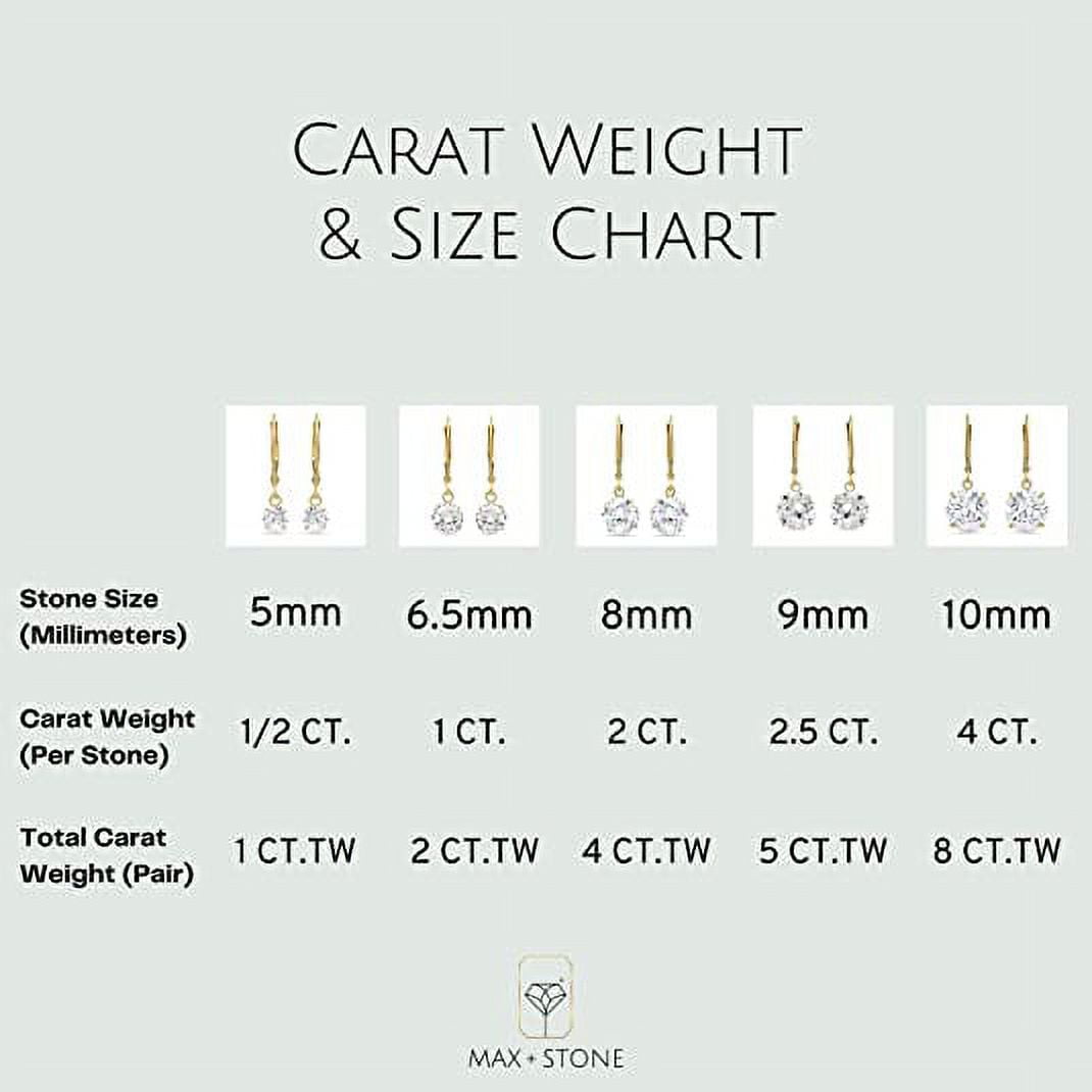 14k Gold Leverback Cubic Zirconia Dangle Earrings for Women | Real White Gold Dangle Earrings | 8 CT.TW 14k Gold Earrings for Women | CZ Cubic Zirconia Drop Earrings by MAX + STONE