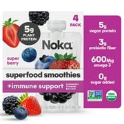 Noka Organic Super Berry with Plant Protein, 4.22 oz, 4 Count Fruit Smoothie Drinks