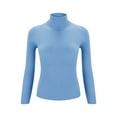 thumbnail image 4 of BOOMILK Turtleneck Sweaters for Women Slim Fit Lightweight Long Sleeve Undershirt Warm Knitted Pullover Blue, 4 of 9
