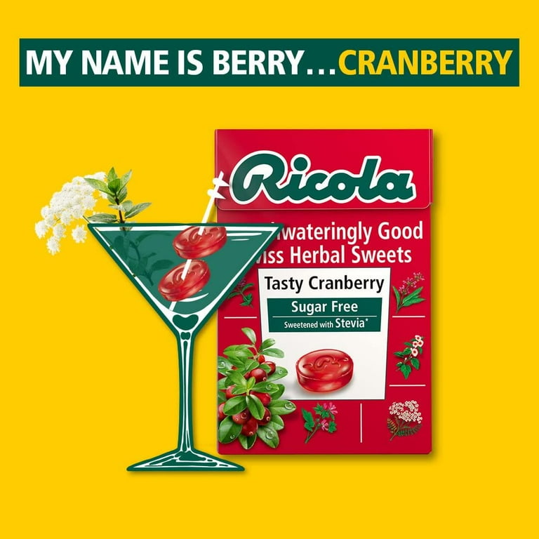 Ricola Cranberry Swiss Herb Lozenges, Sugar-Free Candy for Throat