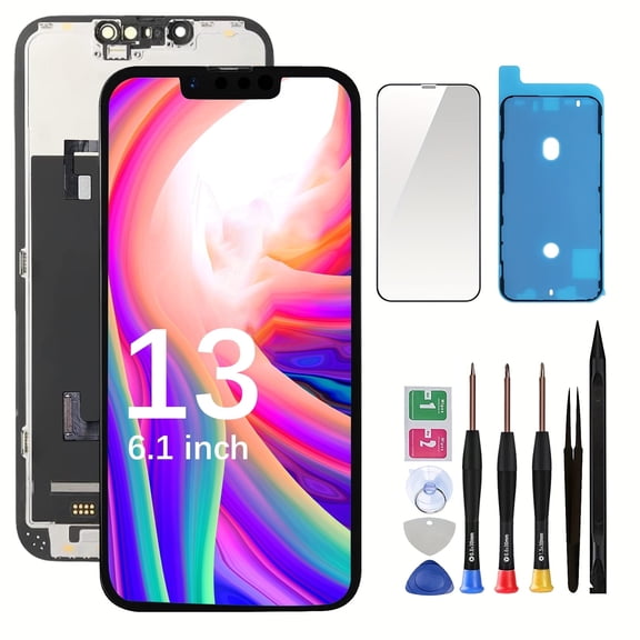Screen Replacement for iPhone 13 - Lcd Replacement Kit & Digitizer Display Full Aassembly for Apple iPhone 13 6.1 Inch Models A2894, A2651, A2893, A2896, A2895 with Repair Tools