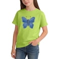 thumbnail image 3 of Girls Kids Green Soft Cotton Butterfly Graphic Tee Short Sleeve Crew Neck T-Shirt 2T,Size 12 T, 3 of 6