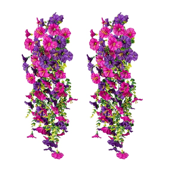2Pcs Purple Artificial Flowers,Fake Flowers Faux Plants for Summer Indoor Outdoor Home Table Garden Decoration