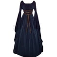 thumbnail image 3 of Heiheiup Women Plus Size Solid Vintage Renaissance Long Sleeve Bandage Long Party Dress, 3 of 8