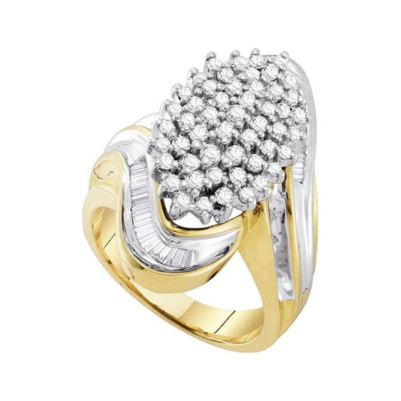 Diamond Princess 10kt Yellow Gold Womens Round Diamond Wide Cluster Ring 1 Cttw
