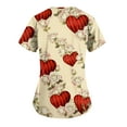 thumbnail image 4 of Womens Heart Printed Animals Nurse Uniforms Scrub Tops for Women, Short Sleeve V Neck Scrub Shirt with Pockets 2025 Red L, 4 of 5